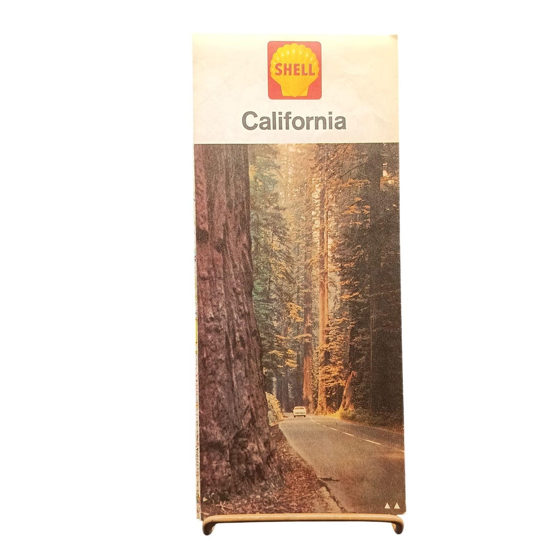 Walnut Shell Map California Vintage Shell California Road Map 1970s Travel Guide With Scenic ...