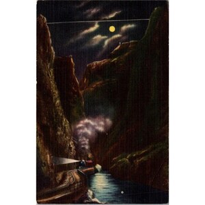 Cartolina d'epoca in lino del 1962, Royal Gorge e il ponte più alto di Moonlight, Colorado