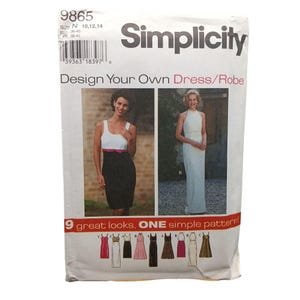 Vintage Simplicity 9865 Vintage Sewing Pattern Design Your Own Dress/Robe Sizes 10-14 Uncut 1996