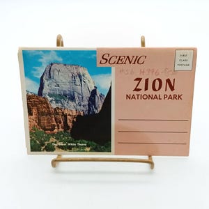 Cartella souvenir con opuscolo e cartolina panoramica del Parco nazionale di Zion d'epoca
