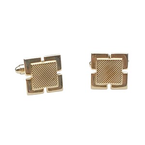 Vintage Gold-Tone Rectangular Cufflinks With Textured Design