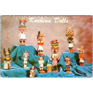 Cartolina d'epoca con bambole Kachina di Petley Studio