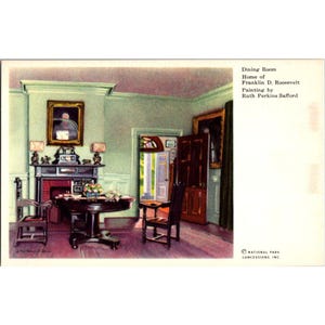 Franklin D. Roosevelt Esszimmer Postkarte Von Ruth Perkins Safford Vintage National Park Concessions Inc.