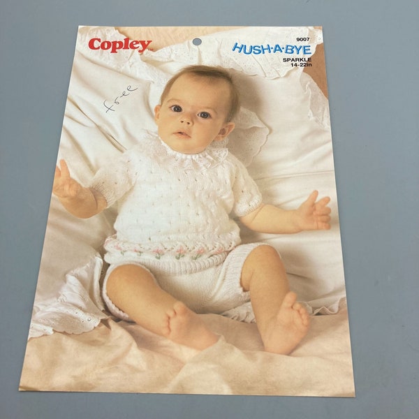 Vintage Copley Pattern, Hushabye Sparkle 9007 Knit Infant Sweater and Pants 1988