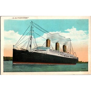 vintage S.S. Leviathan carte postale 1913, allemand publié en relief par l'art américain