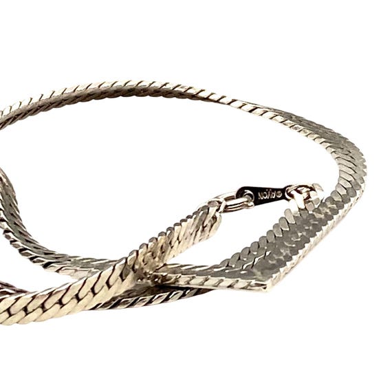 Vintage Avon Silver Tone V Necklace, Herringbone Chain Reversible