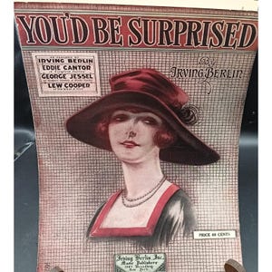 Vintage 1920s Irving Berlin Sheet Music &quot;Youd Be Surprised&quot; Ziegfeld Follies Musical Memorabilia