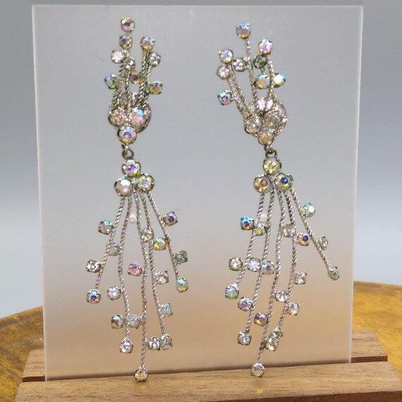 Maximum Sparkle AB Crystal Spray Earrings, Vintag… - image 1