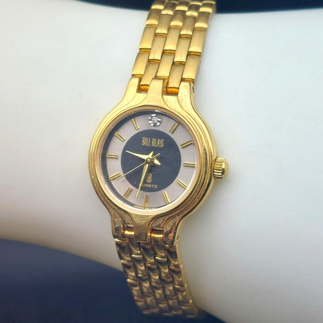 Bill Blass Womens 293-3132 Gold-tone Quartz Watch With Black  display picture 3
