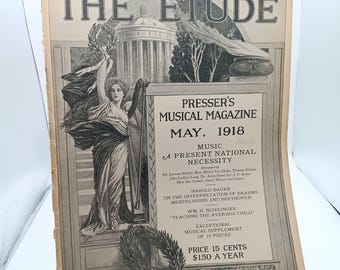 The Etude Pressers Musical Magazine May 1918 Vintage Collectible Music Journal