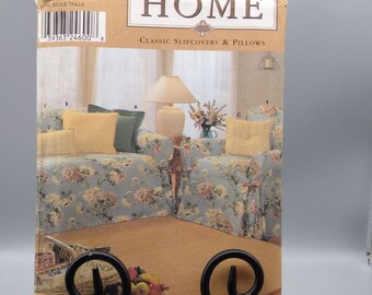 UNCUT Vintage Sewing PATTERN Simplicity Home 9529, 2000 Home Decorating Classic Slipcovers and Pillows for Sofa and Chair