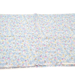 Vintage Schwartz Liebman Floral Fabric, Cranston Print Works Cloth, Baby Blue with Pastel Pink and Yellow Flowers