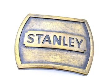 Vintage Stanley Belt Buckle, 1978 Brass Tool Advertising Accessory Collectible