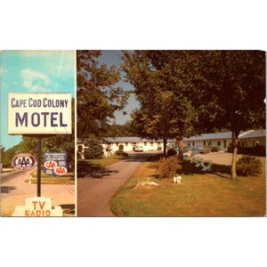 Cartolina d'epoca del Cape Cod Colony Motel, Shelburne, Nuova Scozia, metà secolo, approvata AAA