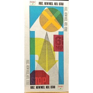 Vintage carte routière de Sinclair Arizona Nouveau-Mexique Nevada Utah des années 1960 Station-service souvenirs éphémères de voyage de collection