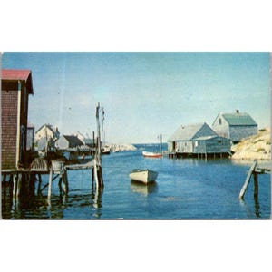 Carte postale vintage Peggys Cove, Nouvelle-Écosse, lithographie par Eastern Photo Engravers Ltd. Halifax N.S. EP-102