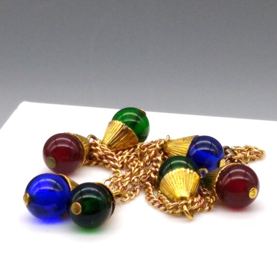 Capped Czech Glass Drop Bib Necklace, Colorful Te… - image 2