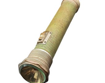 Lampe de poche Rayovac vintage à 3 cellules en métal nervuré, 1925