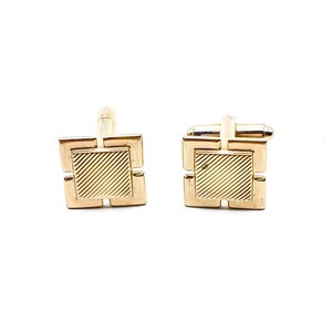 Boutons de manchette géométriques uniques, accessoire pour homme vintage doré du milieu du siècle