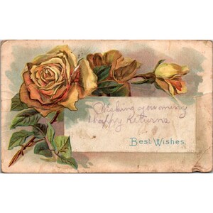 Vintage 1910 bloemen ansichtkaart met roosontwerp en beste wensen