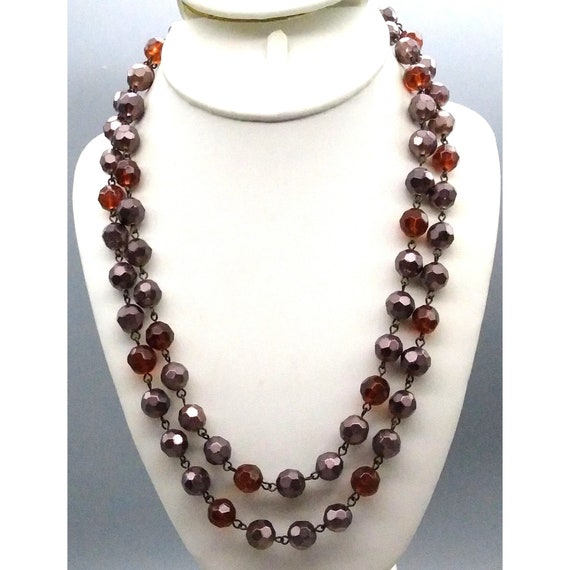 Autumn Colors Faceted Crystal Necklace, Muted Spa… - image 3