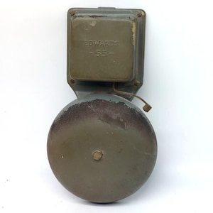 Vintage Edwards 55 Industrial Electric Bell - Distressed Metal Finish - School Fire Boxing Security Alarm Signal
