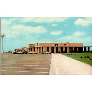 Vintage Chrome Autobahn Postkarte, Kansas Turnpike Superhighway Raststätte, Unposted Curteich Farbe 3D geteilt Rückseite