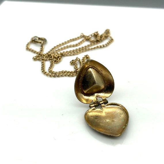 Delicate Vintage Locket Necklace With AB Crystal on Gold Tone