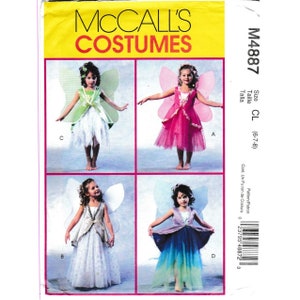 UNCUT Sewing PATTERN McCalls M4887, 2005 Kids Fairy Pixie Halloween Costumes, Childrens and Girls Dress Skirt Lined Vest Wings, Sizes CL
