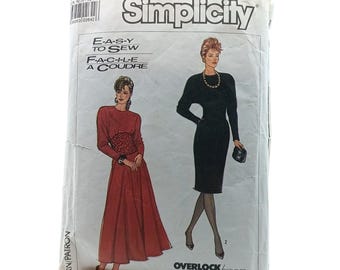 Simplicity 8282 Vintage Sewing Pattern Misses Dress Easy To Sew 1987 Size 10-14
