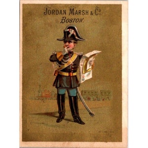 Jordan Marsh & Co Trade Card Boston Antique Werbung viktorianischer Kind Gendarm Polizist