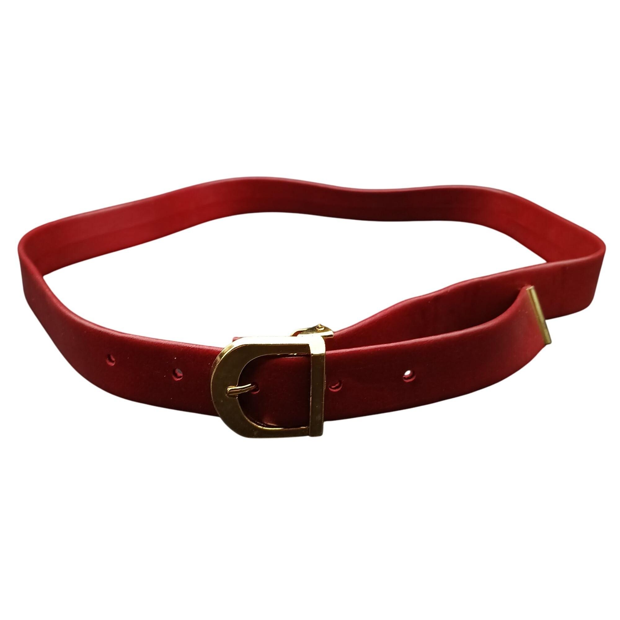 Vintage Elegant Red Belt with Gold Buckle NicoBlu® Blair Leather Belt in Croc-Embossed Red main image 4