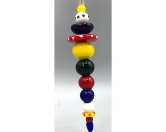 Global Village Art Glass Long Christmas Ornament, Colorful Pop Art Icicle Finial, Unique Holiday Decoration, Fun Gift