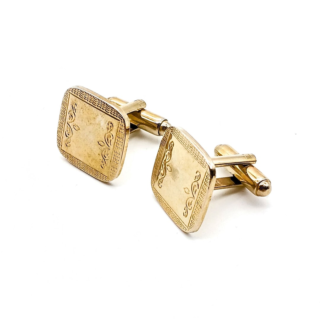 Boutons De Manchette Vintage Shields Ton Or - Années 50/60, Occasion, Style Fancy Et Dapper