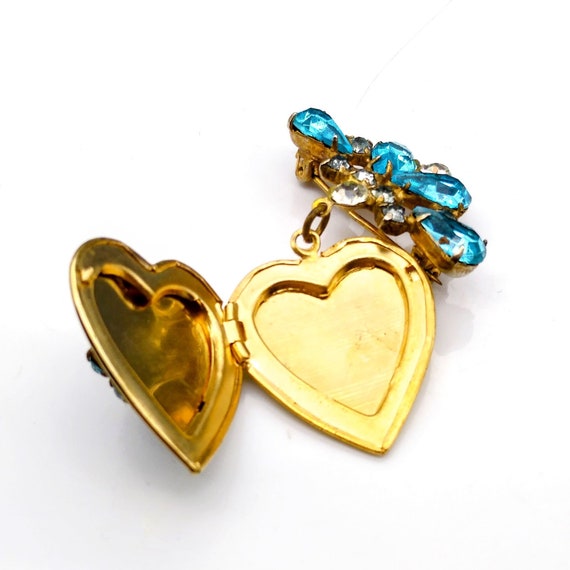 MCM Forget Me Not Love Brooch, Blue Crystals and … - image 2