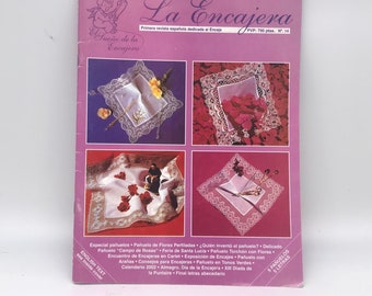Vintage Tatting La Encajera, 1997 Lacemaker Magazine, Spanish Version 14, Patterns and Instructions for Scarves With English Translation