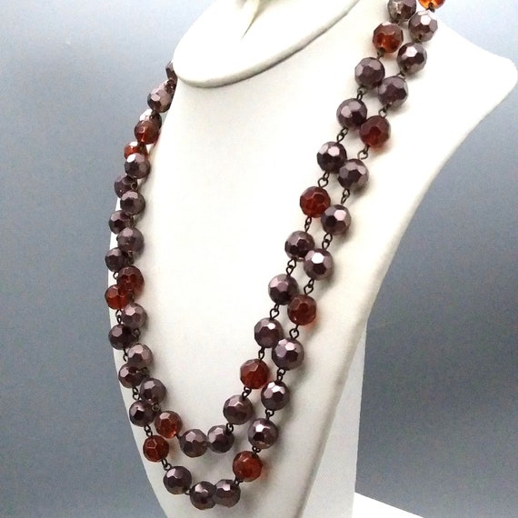 Autumn Colors Faceted Crystal Necklace, Muted Spa… - image 1