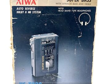 Reproductor de casetes retro Aiwa Walkman HS-T220 de 1989, en caja original / Nuevo, sin usar.