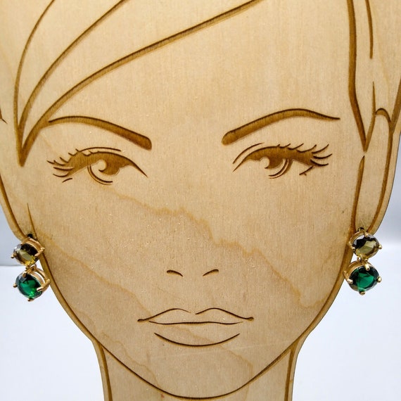Vintage Woodland Fairy Glam Earrings, Chaton Dang… - image 1