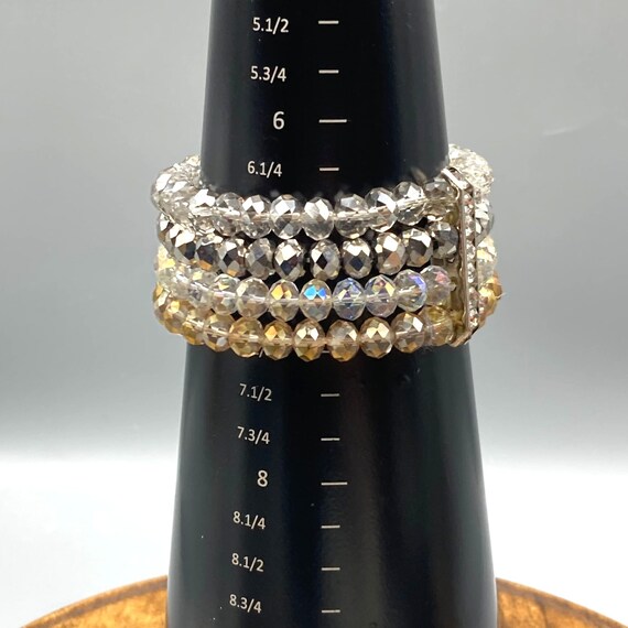 Stretch AB Crystals Statement Bracelet, Beaded Sh… - image 5