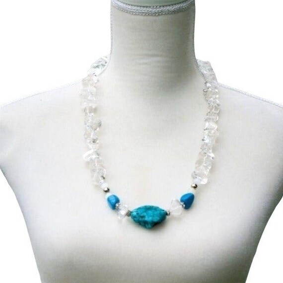 Genuine Rock Crystal Turquoise Necklace, Quartz, … - image 5