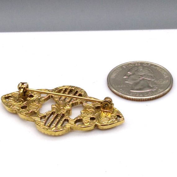 Broche Ancienne (épingle) Fleur Rose Filigrane Doré - Marque 1928 - Occasion En Très Bon état