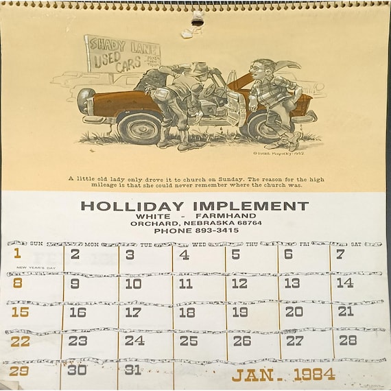 Vintage 1984 Holliday Implement Calendar With Herb Mignery Cowpoke