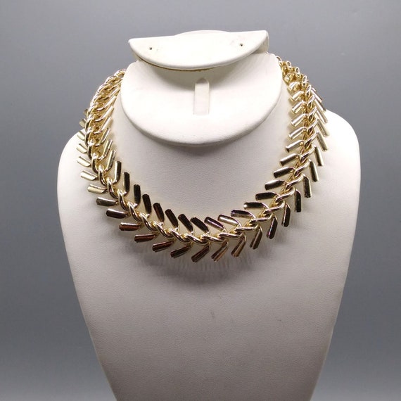 Vintage Barbed Germany Eloxal Choker, Gold Tone S… - image 2