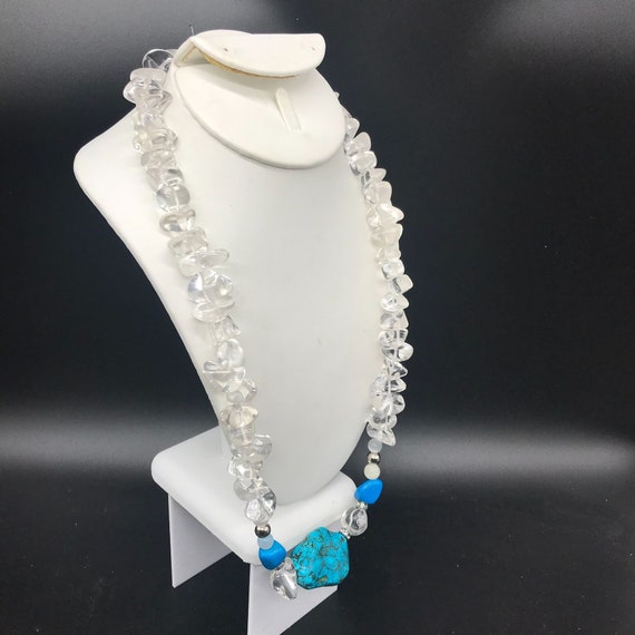 Genuine Rock Crystal Turquoise Necklace, Quartz, … - image 3