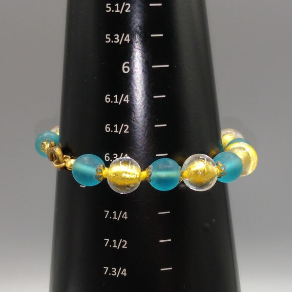 Vintage Art Glass Beaded Bracelet, Made in Italy,… - image 5