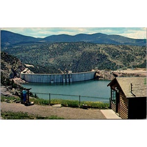 Carte postale vintage du barrage de Flaming Gorge du Dutch John Visitor Center
