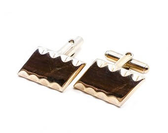 Boutons De Manchette Vintage ANSON - Or Foncé Texture Mid-Century - Pour Homme - Occasion