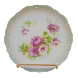 Antique Hand-Painted Floral Porcelain Plate