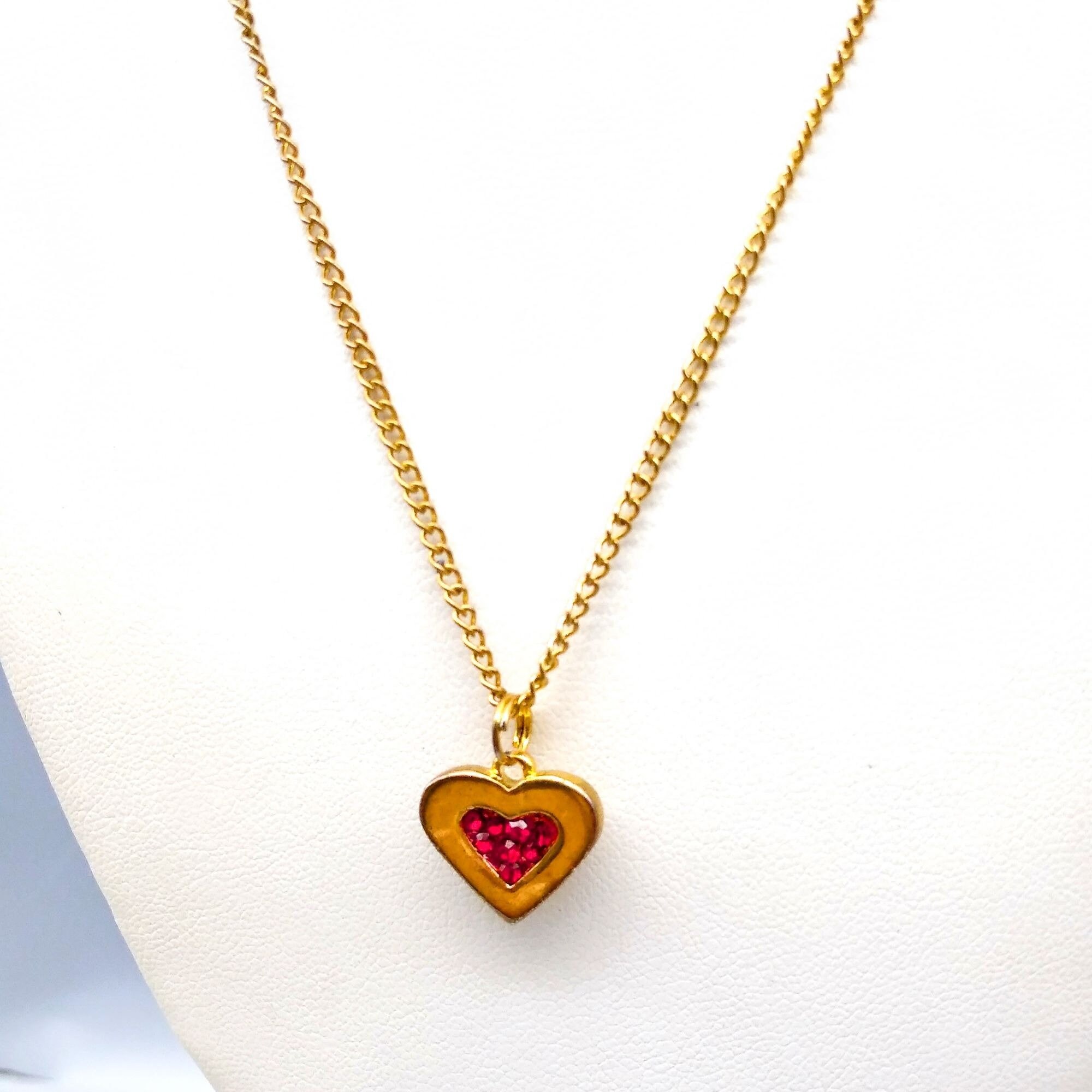 ◆VINTAGE HOLLYWOOD◆ Colorful Heart Necklace VH2313NE008B Colorful Intarsia Stone HEART Pendant Necklace Sterling